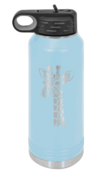 Giraffe - 32oz Water Bottle Laser Engraved- Light Blue