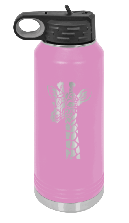 Giraffe - 32oz Water Bottle Laser Engraved- Light Purple