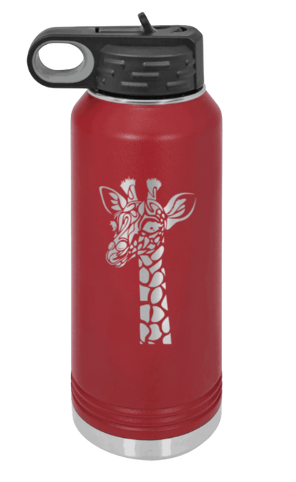 Giraffe - 32oz Water Bottle Laser Engraved- Maroon