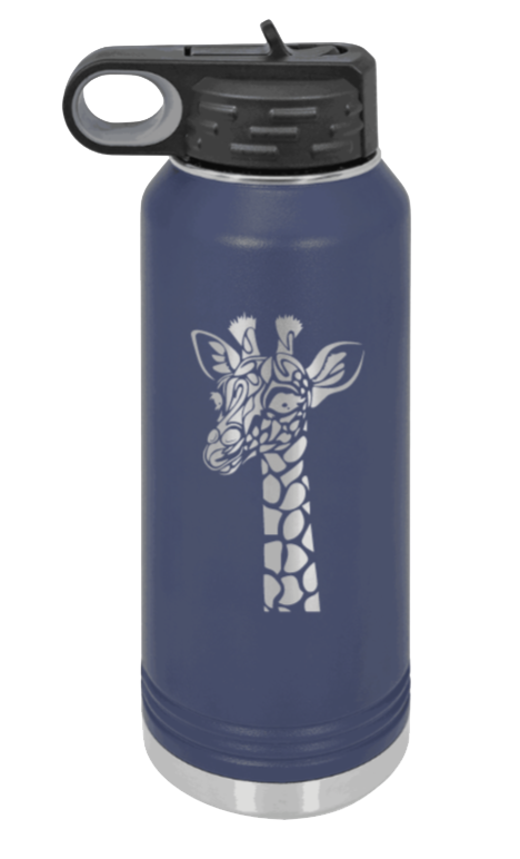 Giraffe - 32oz Water Bottle Laser Engraved- Navy