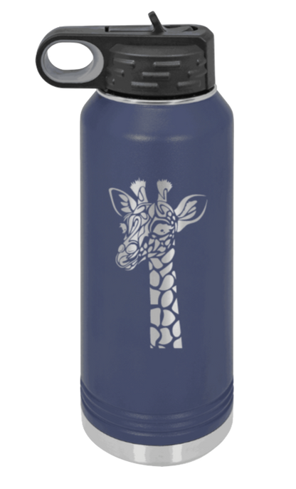 Giraffe - 32oz Water Bottle Laser Engraved- Navy