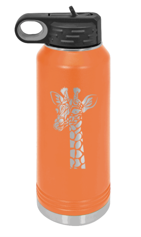 Giraffe - 32oz Water Bottle Laser Engraved- Orange