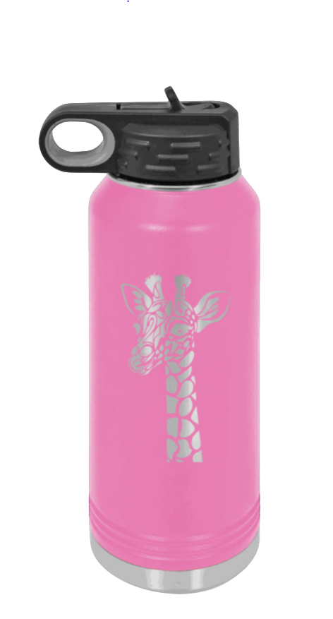 Giraffe - 32oz Water Bottle Laser Engraved- Pink