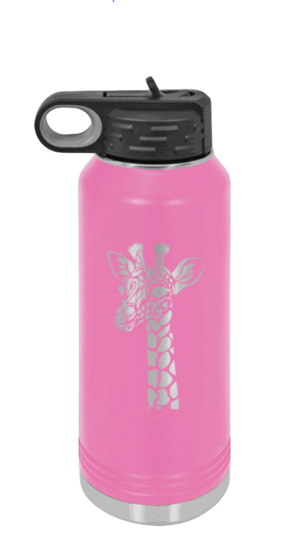Giraffe - 32oz Water Bottle Laser Engraved- Pink