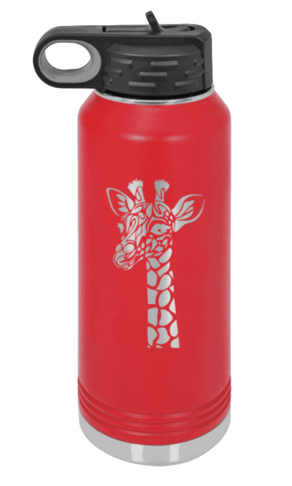 Giraffe - 32oz Water Bottle Laser Engraved- Red