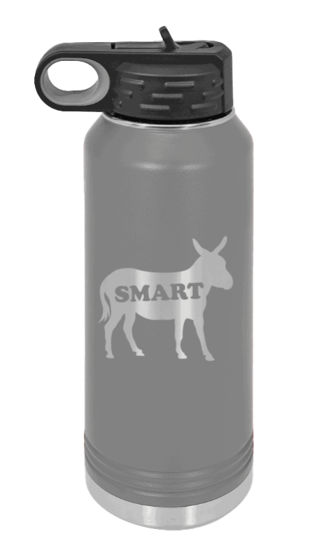 SmartAss - 32oz Water Bottle Laser Engraved- Dark Grey