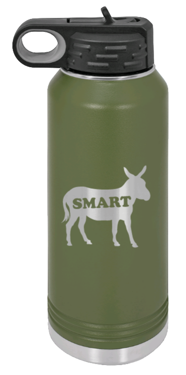 SmartAss - 32oz Water Bottle Laser Engraved- Olive