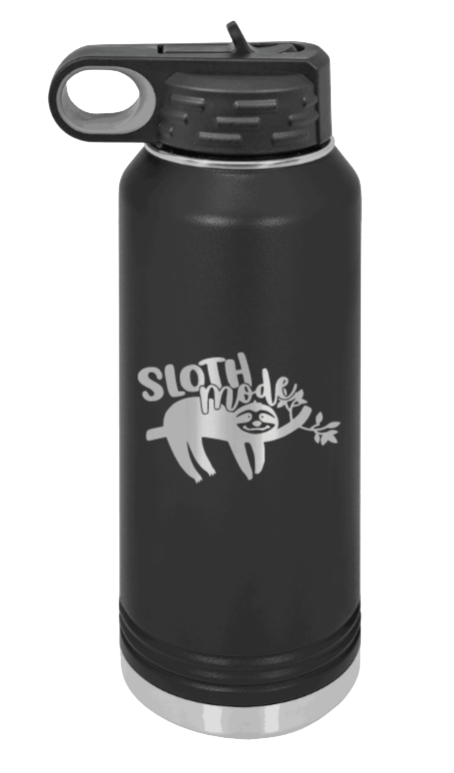 Sloth - 32oz Water Bottle Laser Engraved- Black