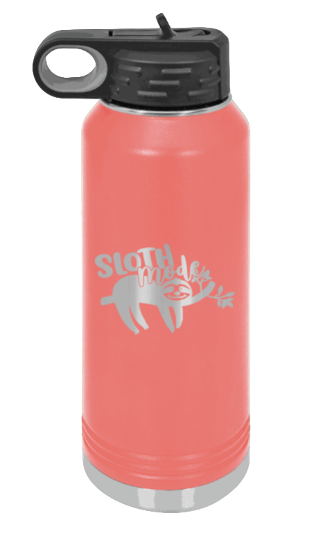 Sloth - 32oz Water Bottle Laser Engraved- Coral
