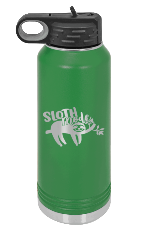 Sloth - 32oz Water Bottle Laser Engraved- Green