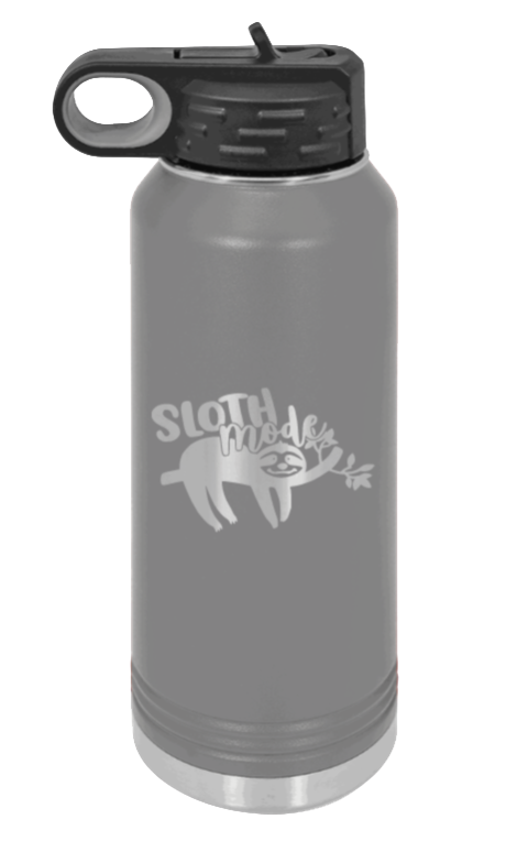 Sloth - 32oz Water Bottle Laser Engraved- Dark Grey