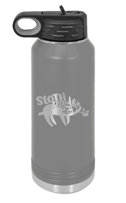 Sloth - 32oz Water Bottle Laser Engraved- Dark Grey