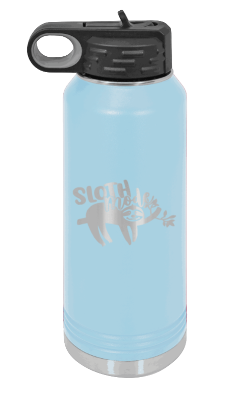 Sloth - 32oz Water Bottle Laser Engraved- Light Blue
