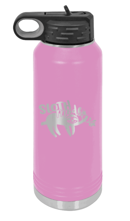 Sloth - 32oz Water Bottle Laser Engraved- Light Purple