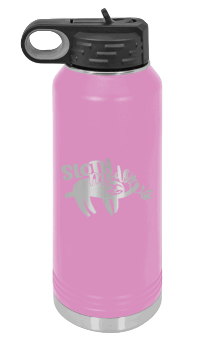 Sloth - 32oz Water Bottle Laser Engraved- Light Purple