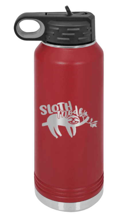Sloth - 32oz Water Bottle Laser Engraved- Maroon