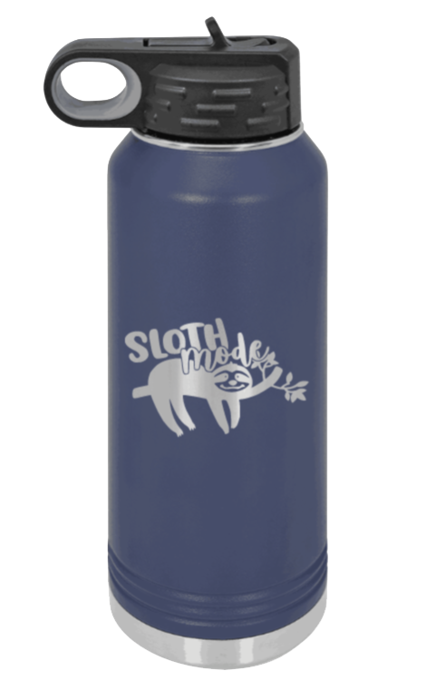 Sloth - 32oz Water Bottle Laser Engraved- Navy