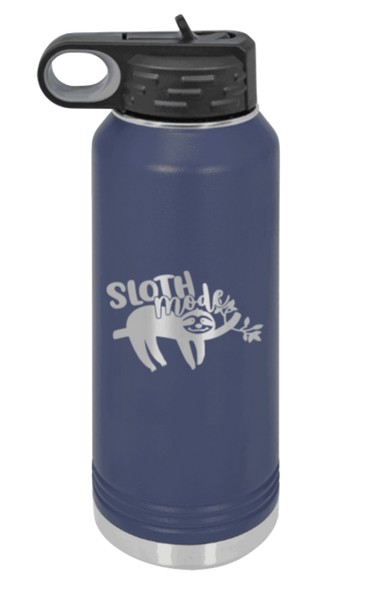 Sloth - 32oz Water Bottle Laser Engraved- Navy