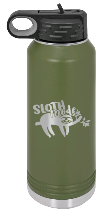 Sloth - 32oz Water Bottle Laser Engraved- Olive
