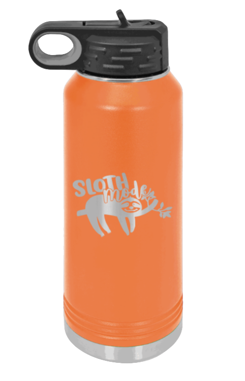 Sloth - 32oz Water Bottle Laser Engraved- Orange