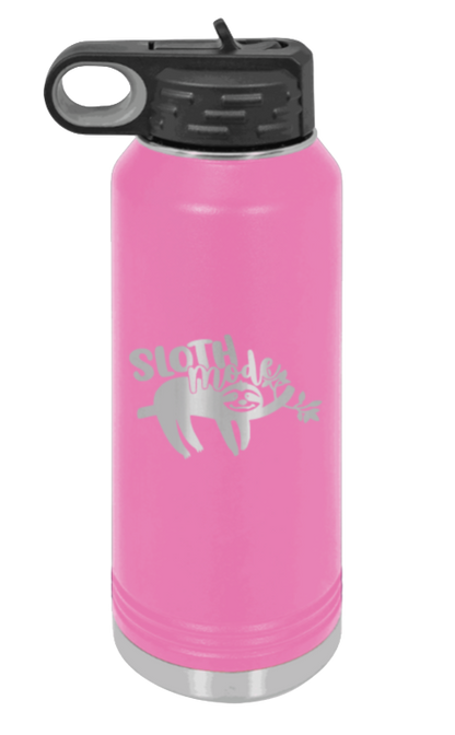 Sloth - 32oz Water Bottle Laser Engraved- Pink