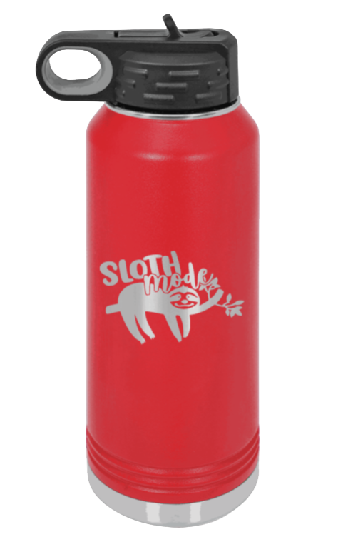 Sloth - 32oz Water Bottle Laser Engraved- Red