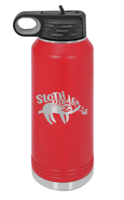 Sloth - 32oz Water Bottle Laser Engraved- Red