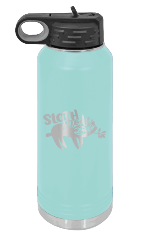 Sloth - 32oz Water Bottle Laser Engraved- Teal