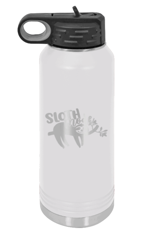 Sloth - 32oz Water Bottle Laser Engraved- White