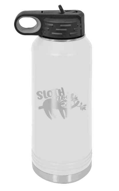 Sloth - 32oz Water Bottle Laser Engraved- White