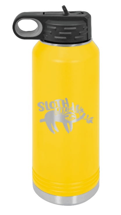 Sloth - 32oz Water Bottle Laser Engraved- Yellow