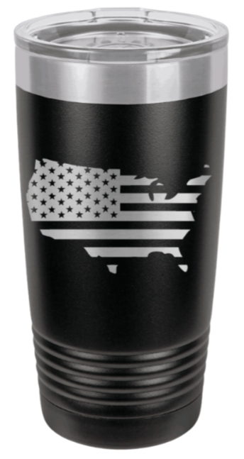 USA Flag Cutout Laser Engraved Tumbler (Etched)