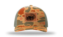 Load image into Gallery viewer, Tractor Flag 3 Leather Patch Richardson 112 Duck Camo Hat
