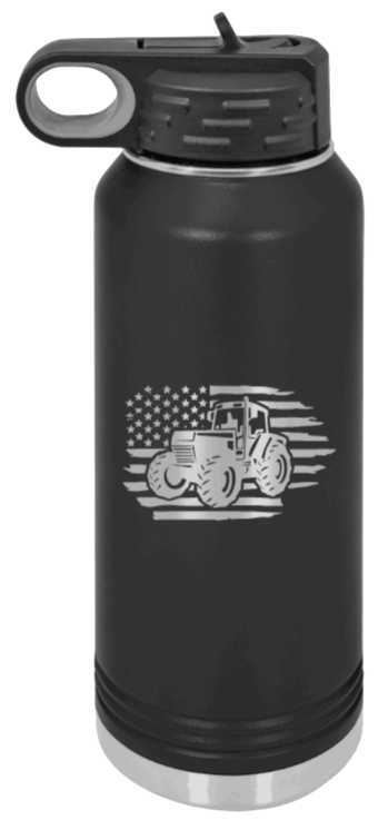 Tractor Flag 3 Laser Engraved Water Bottle (Etched)