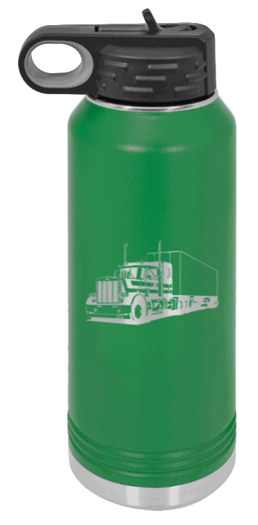 Truck 2 - 32oz Water Bottle Laser Engraved- Green