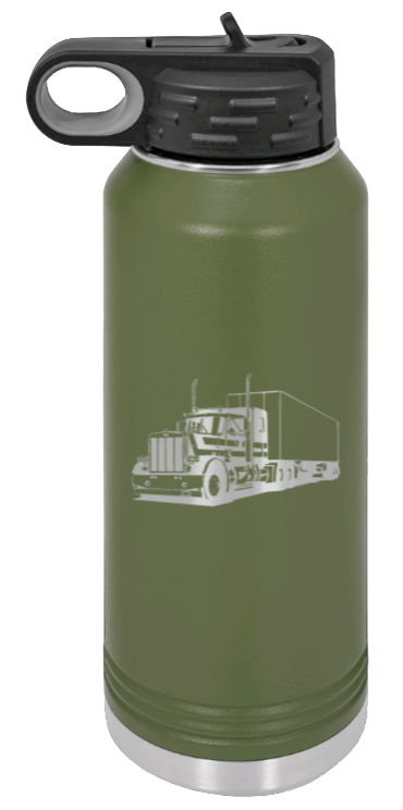 Truck 2 - 32oz Water Bottle Laser Engraved- Olive