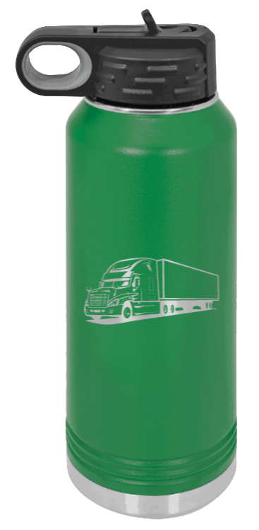 Truck - 32oz Water Bottle Laser Engraved- Green