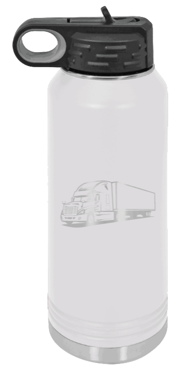 Truck - 32oz Water Bottle Laser Engraved- White