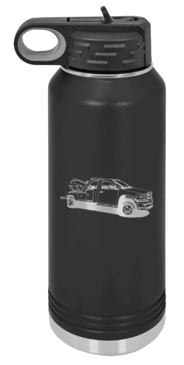 Tow Truck - 32oz Water Bottle Laser Engraved- Black