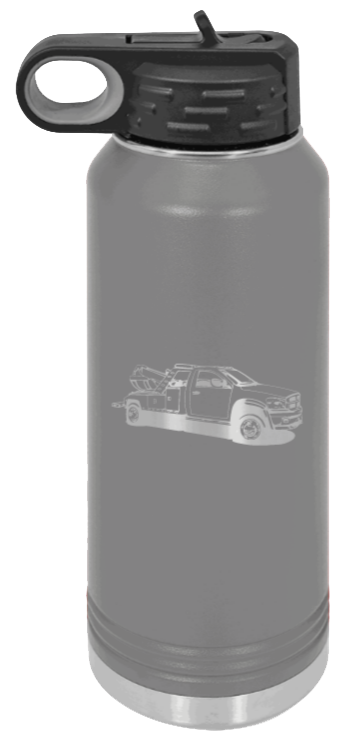 Tow Truck - 32oz Water Bottle Laser Engraved- Dark Grey