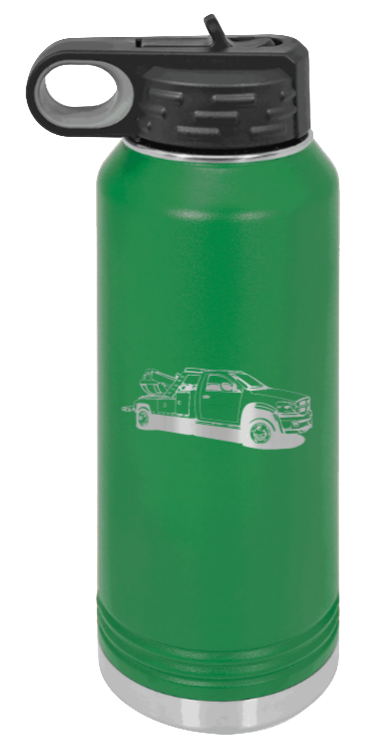 Tow Truck - 32oz Water Bottle Laser Engraved- Green