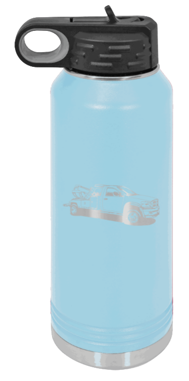 Tow Truck - 32oz Water Bottle Laser Engraved- Light Blue