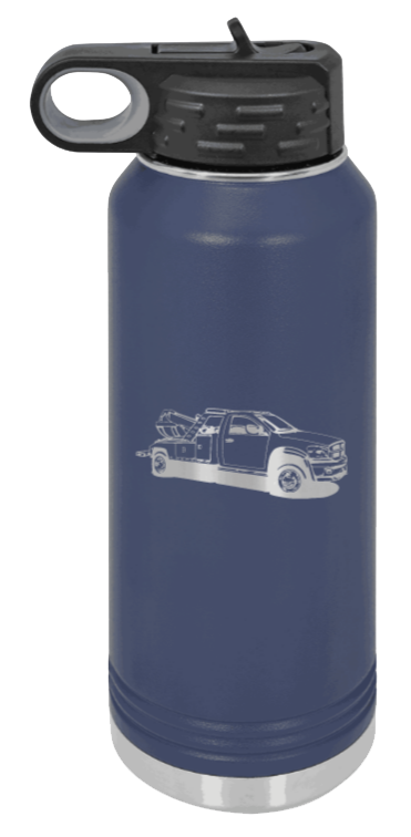 Tow Truck - 32oz Water Bottle Laser Engraved- Navy