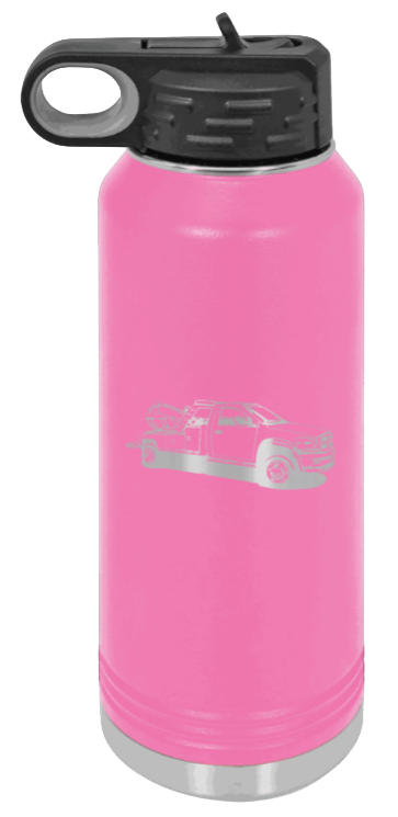 Tow Truck - 32oz Water Bottle Laser Engraved- Pink