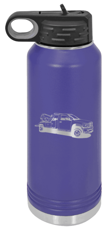 Tow Truck - 32oz Water Bottle Laser Engraved- Purple