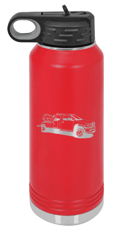Tow Truck - 32oz Water Bottle Laser Engraved- Red