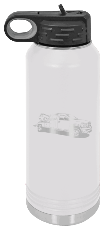 Tow Truck - 32oz Water Bottle Laser Engraved- White