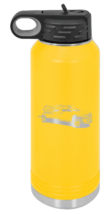 Tow Truck - 32oz Water Bottle Laser Engraved- Yellow