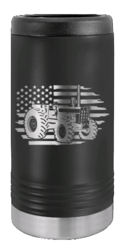 Tractor Flag Laser Engraved Slim Can Insulated Koosie