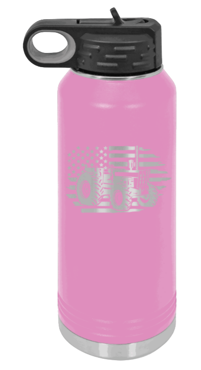 Tractor Flag - 32oz Water Bottle Laser Engraved- Light Purple